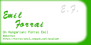 emil forrai business card